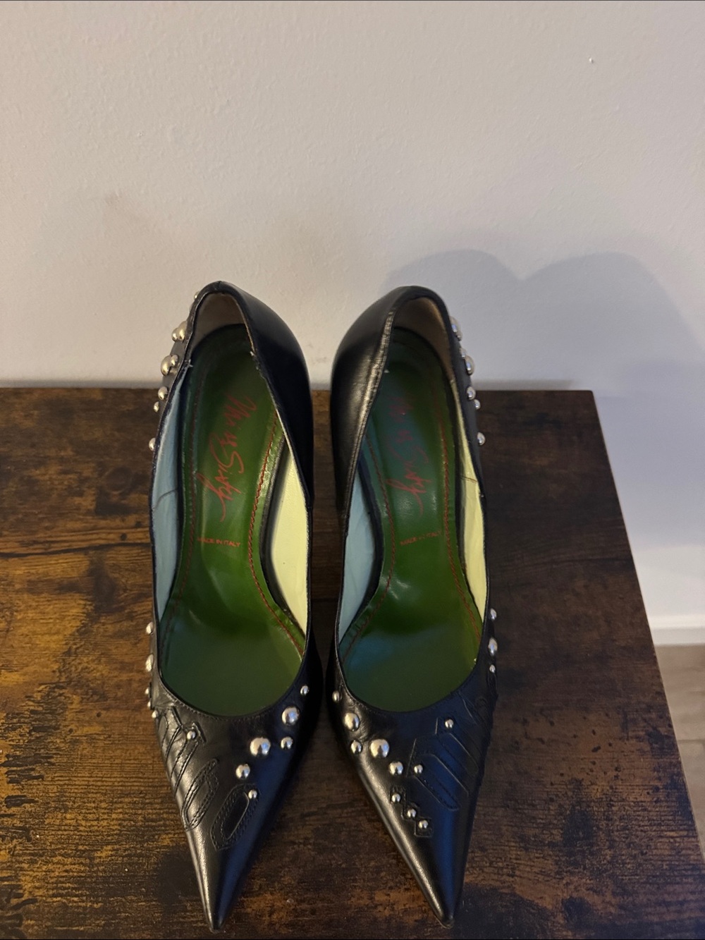 Miss Sixty Black Pointed Toe Studded Pumps - Picture 5 of 6
